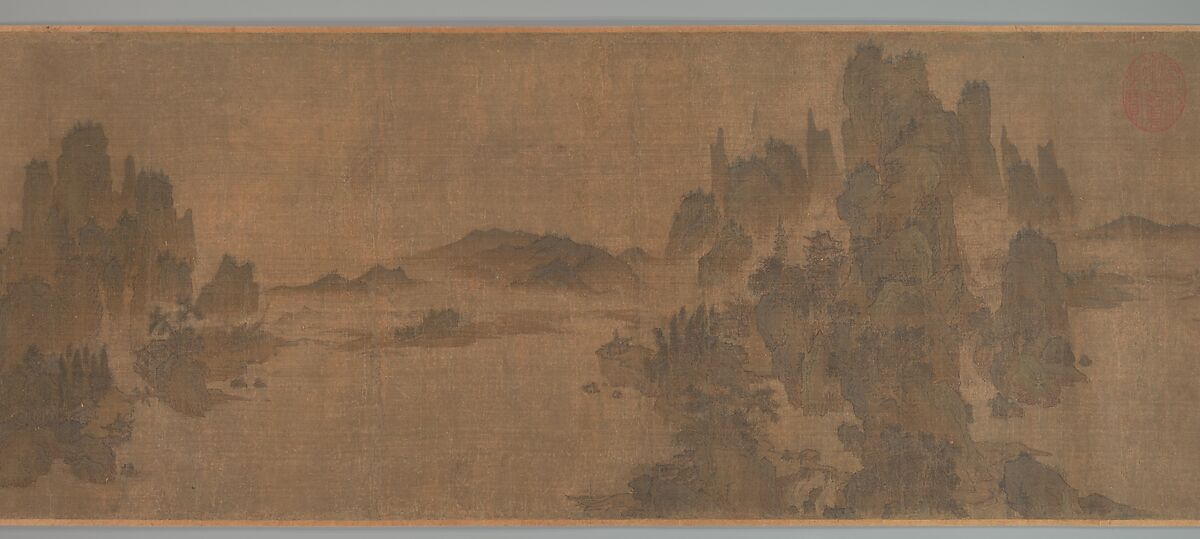 Retreats in the Spring Hills, Unidentified artist, Handscroll; ink and color on silk, China