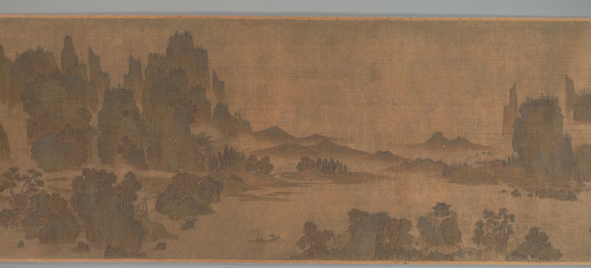 Retreats in the Spring Hills, Unidentified artist, Handscroll; ink and color on silk, China
