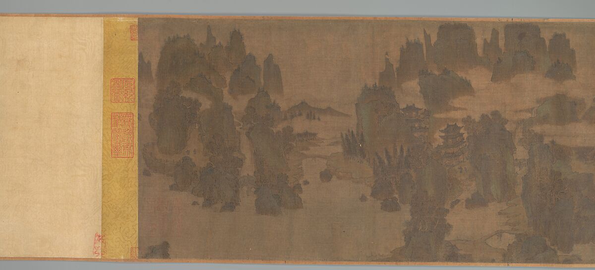Retreats in the Spring Hills, Unidentified artist, Handscroll; ink and color on silk, China
