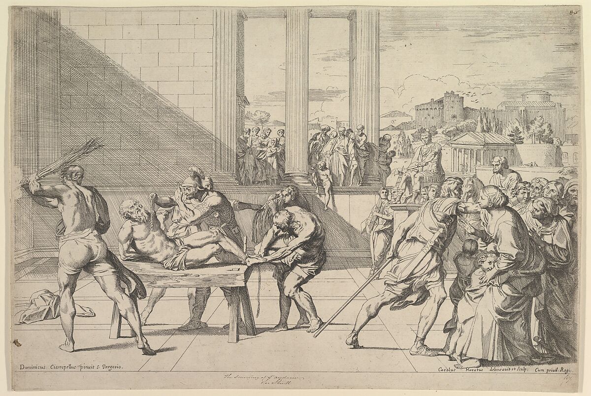 The Martyrdom of Saint  Andrew, Carlo Maratti (Italian, Camerano 1625–1713 Rome), Etching; second state of five (Bartsch) 