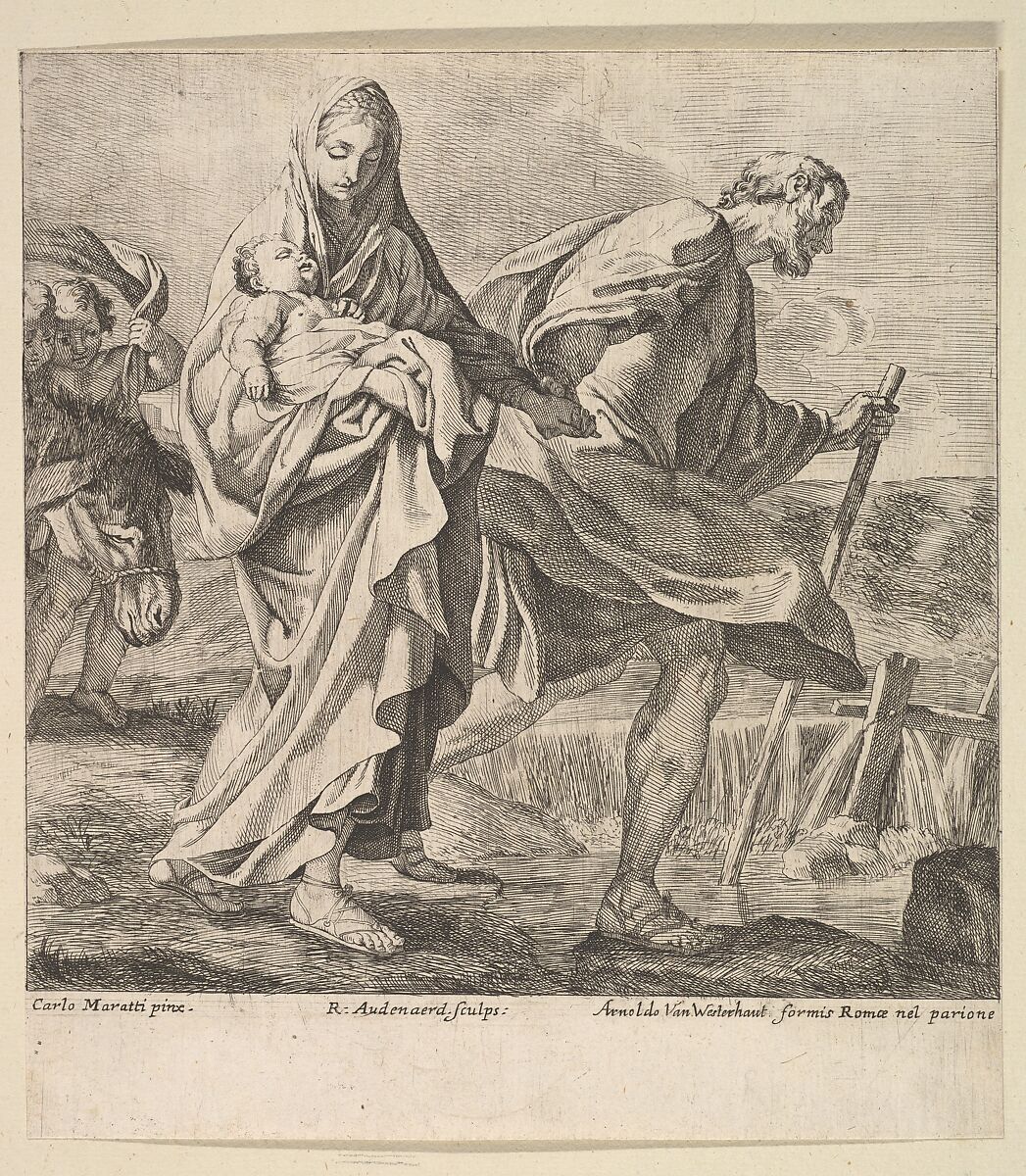 Flight into Egypt, Robert van Audenaerde (Flemish, Ghent 1663–1743 Ghent), Etching 