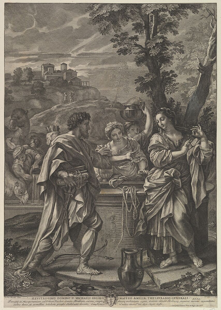 Rebecca at the Well, Robert van Audenaerde (Flemish, Ghent 1663–1743 Ghent), Engraving and etching 