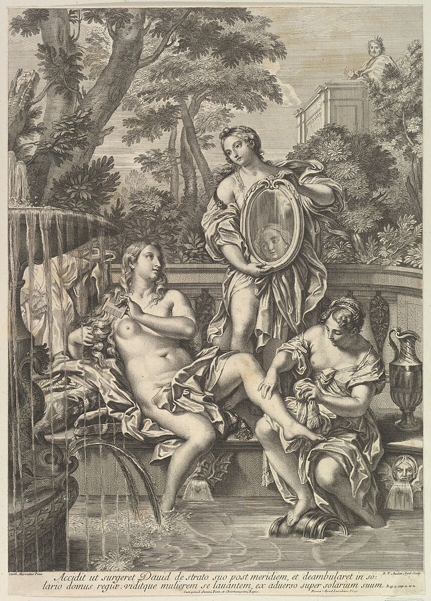 David and Bathsheba, Robert van Audenaerde (Flemish, Ghent 1663–1743 Ghent), Engraving 
