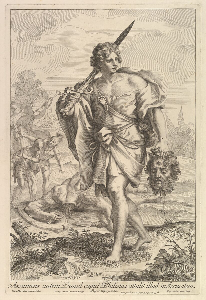 David with the Head of Goliath, Robert van Audenaerde (Flemish, Ghent 1663–1743 Ghent), Etching 