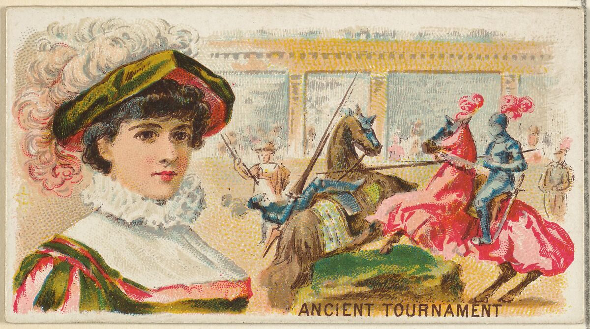 Ancient Tournament, from the Games and Sports series (N165) for Old Judge Cigarettes, Issued by Goodwin &amp; Company, Commercial color lithograph 