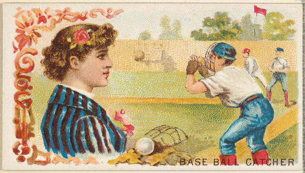 Baseball Catcher, from the Games and Sports series (N165) for Old Judge Cigarettes, Issued by Goodwin &amp; Company, Commercial color lithograph 