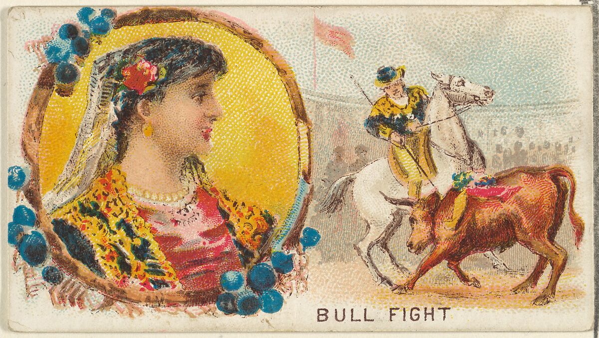 Bull Fight, from the Games and Sports series (N165) for Old Judge Cigarettes, Issued by Goodwin &amp; Company, Commercial color lithograph 