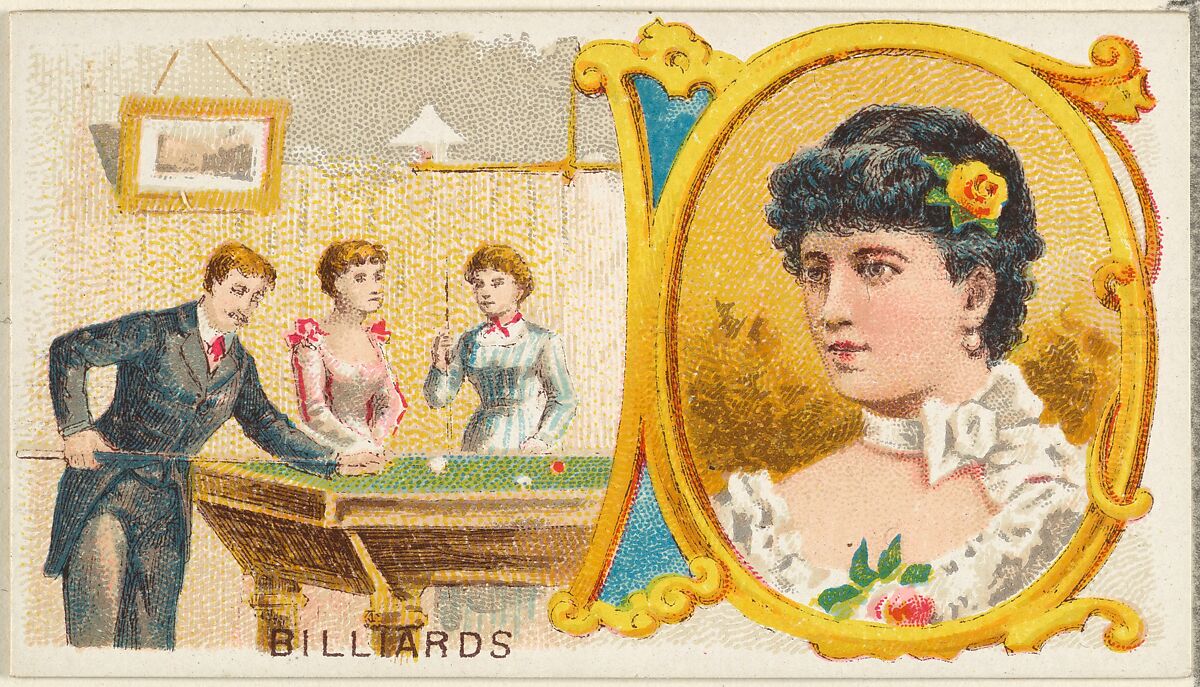 Billiards, from the Games and Sports series (N165) for Old Judge Cigarettes, Issued by Goodwin &amp; Company, Commercial color lithograph 