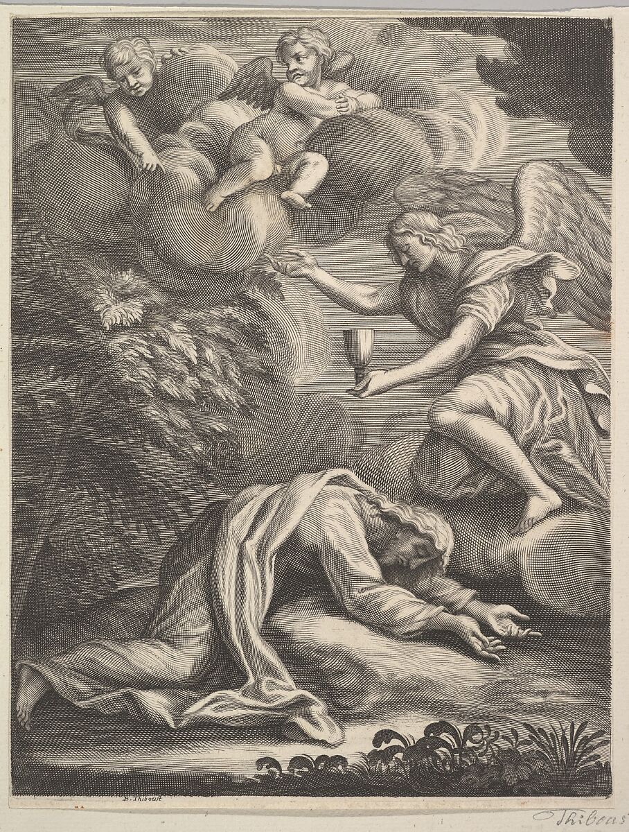 Agony in the Garden, Benoit Thiboust (French, ?1660–1719?), Engraving 