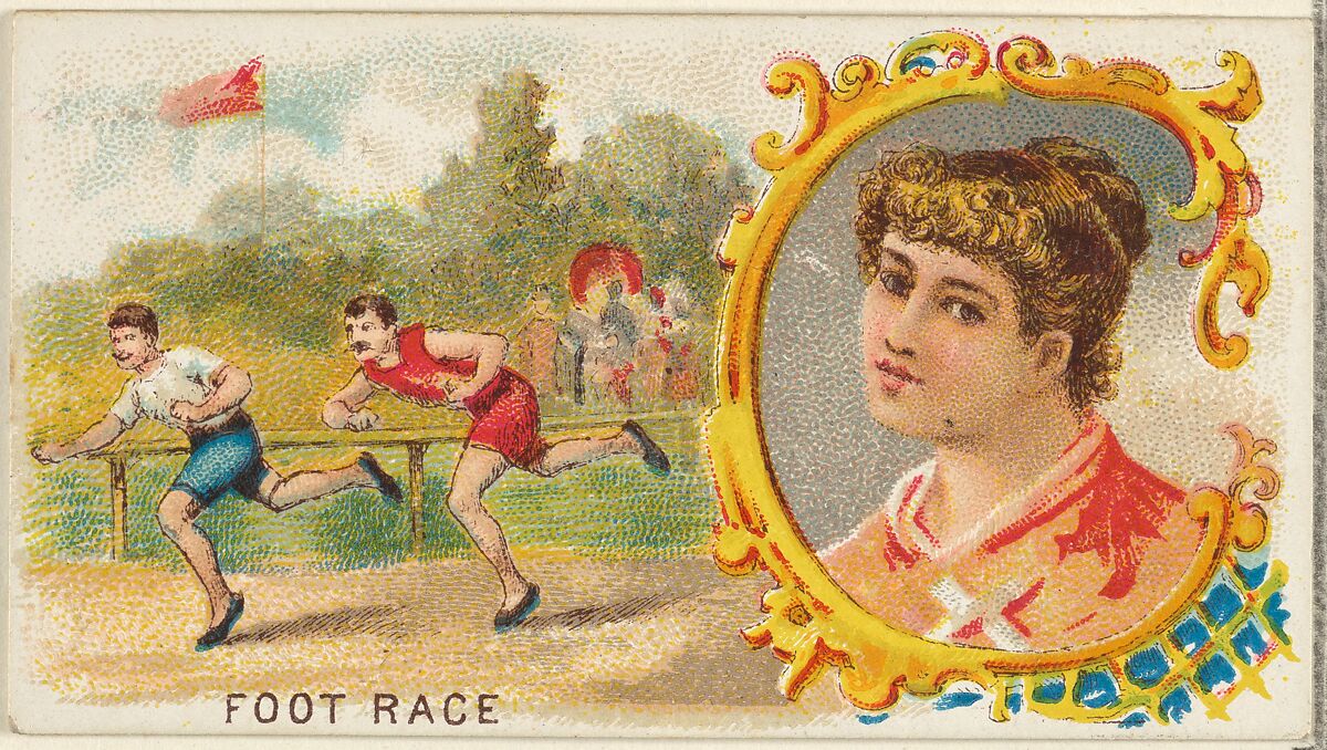 Foot Race, from the Games and Sports series (N165) for Old Judge Cigarettes, Issued by Goodwin &amp; Company, Commercial color lithograph 