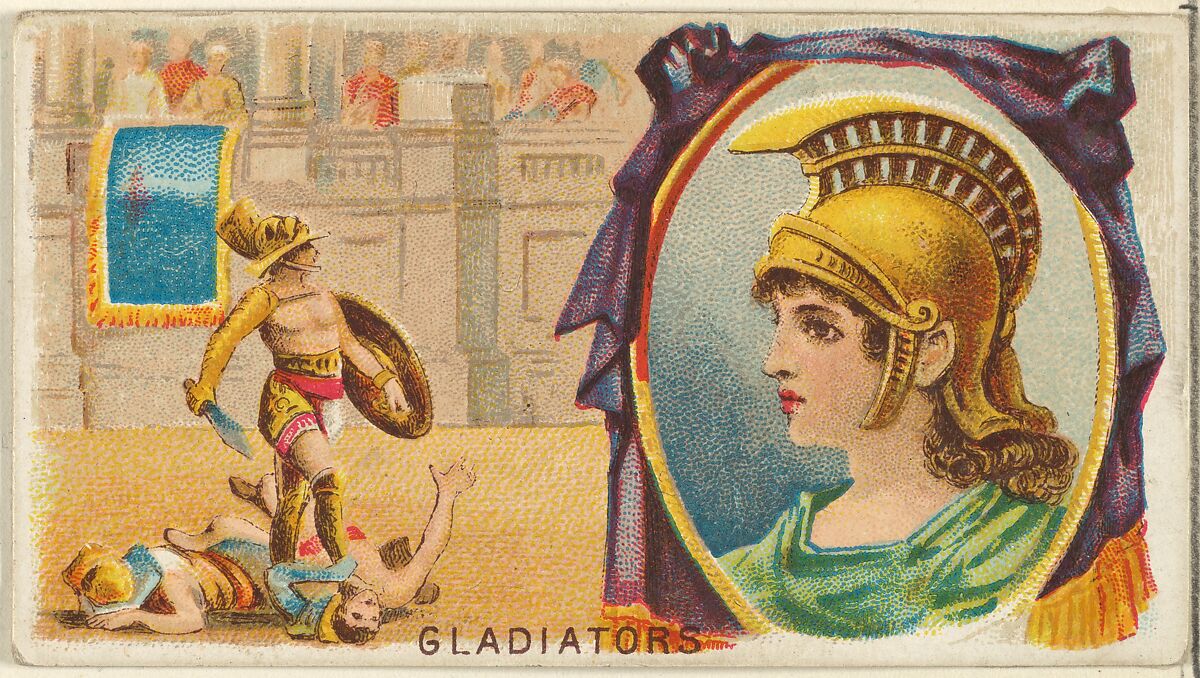 Gladiators, from the Games and Sports series (N165) for Old Judge Cigarettes, Issued by Goodwin &amp; Company, Commercial color lithograph 