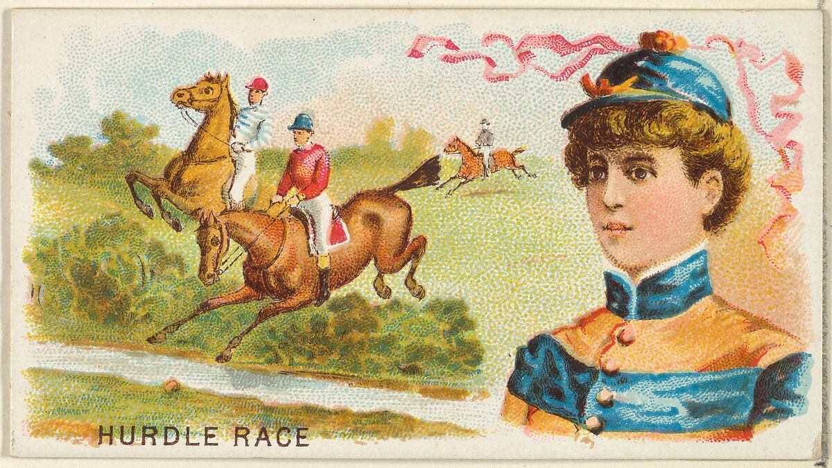 Hurdle Race, from the Games and Sports series (N165) for Old Judge Cigarettes, Issued by Goodwin &amp; Company, Commercial color lithograph 
