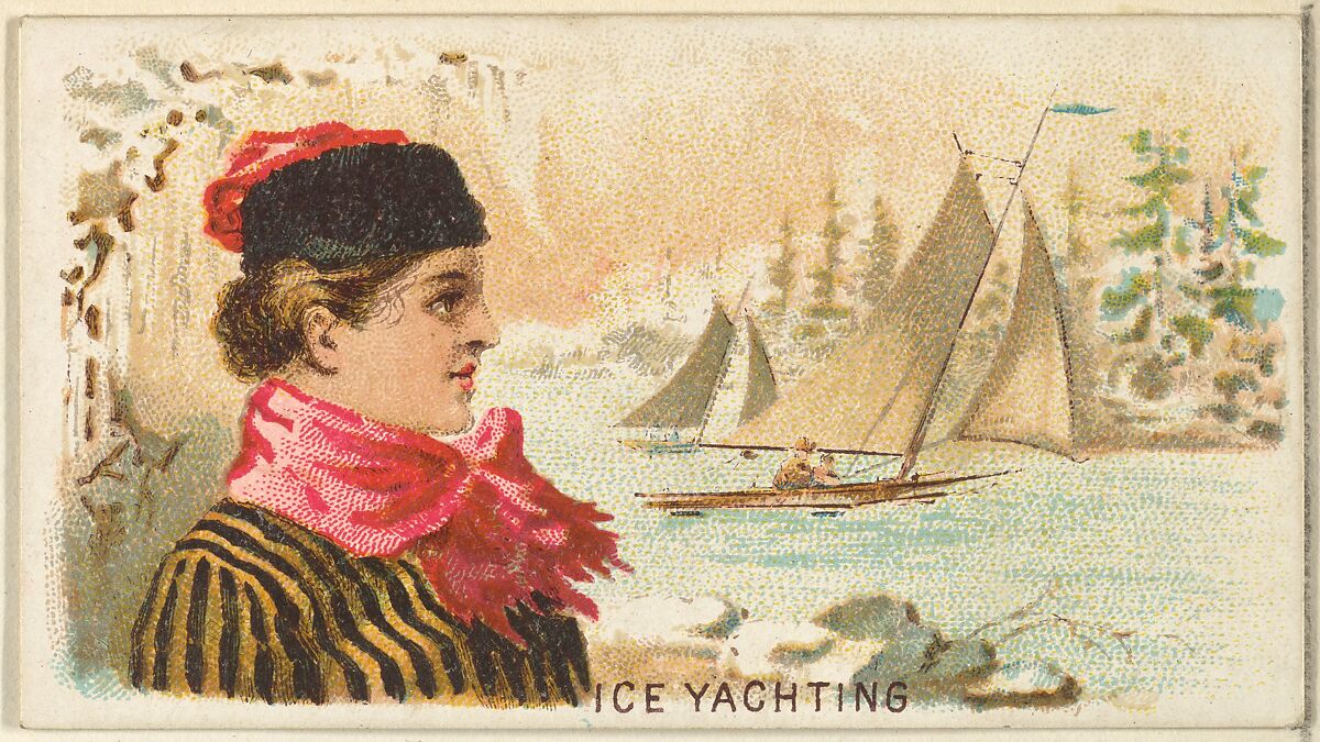 Ice Yachting, from the Games and Sports series (N165) for Old Judge Cigarettes, Issued by Goodwin &amp; Company, Commercial color lithograph 