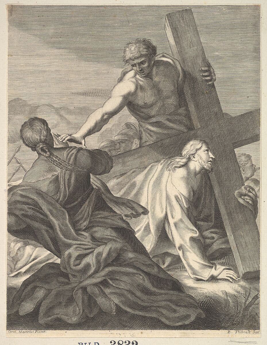 Christ Carrying the Cross, Benoit Thiboust (French, ?1660–1719?), Engraving 