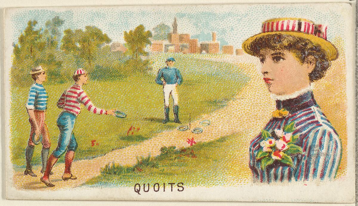 Quoits, from the Games and Sports series (N165) for Old Judge Cigarettes, Issued by Goodwin &amp; Company, Commercial color lithograph 