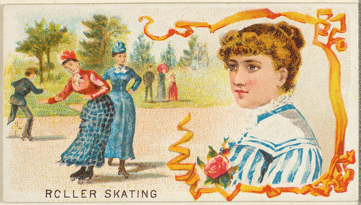 Roller Skating, from the Games and Sports series (N165) for Old Judge Cigarettes, Issued by Goodwin &amp; Company, Commercial color lithograph 