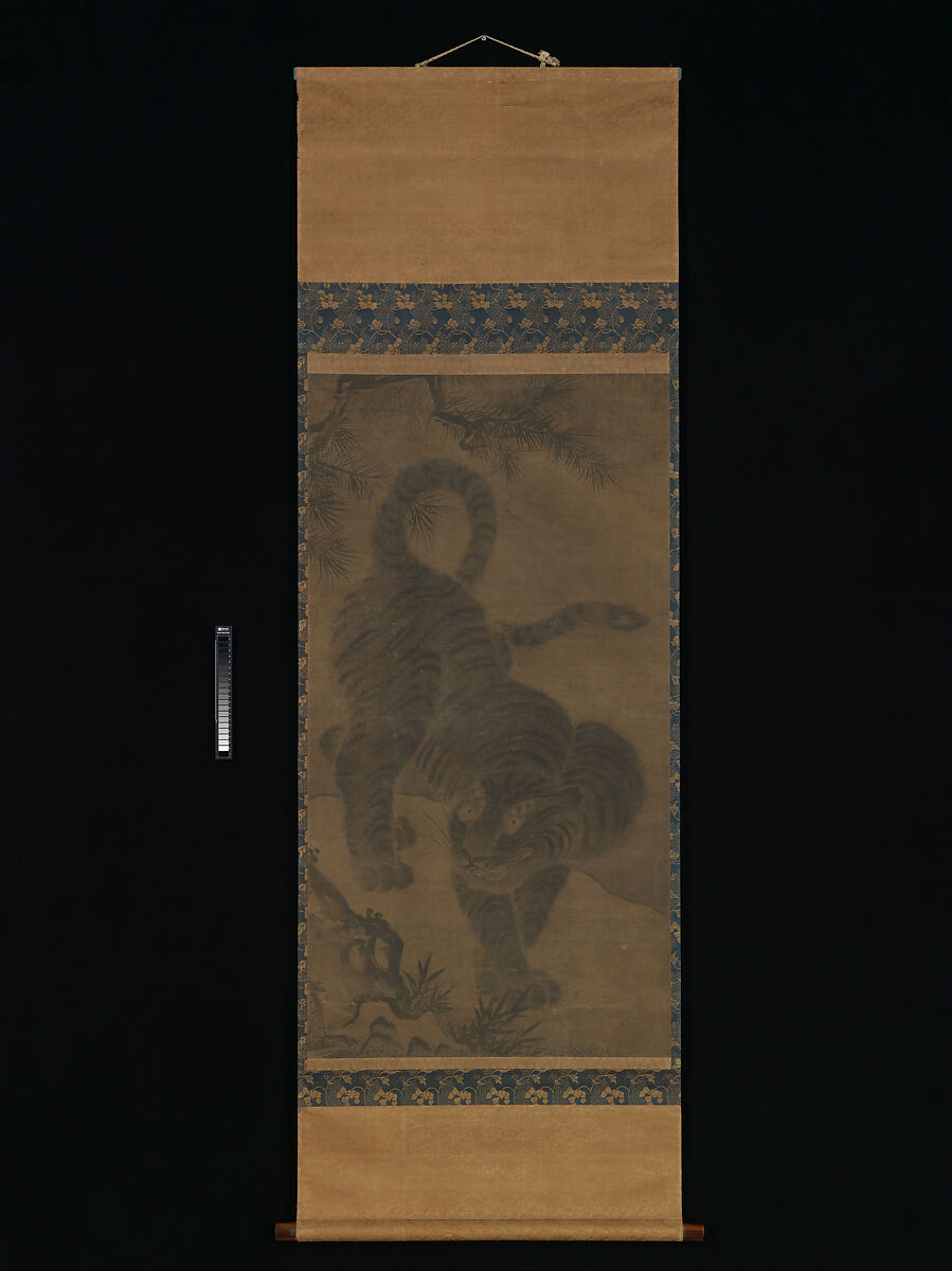 Tiger, In the style of Muqi (Chinese, active ca. 1250–80), Hanging scroll; ink on silk, Korea or possibly Japan