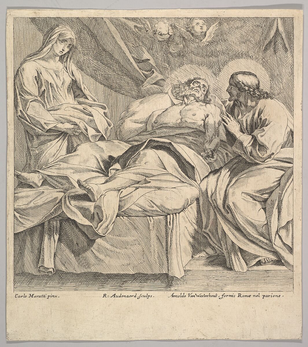 The Death of St. Joseph, Robert van Audenaerde (Flemish, Ghent 1663–1743 Ghent), Etching 