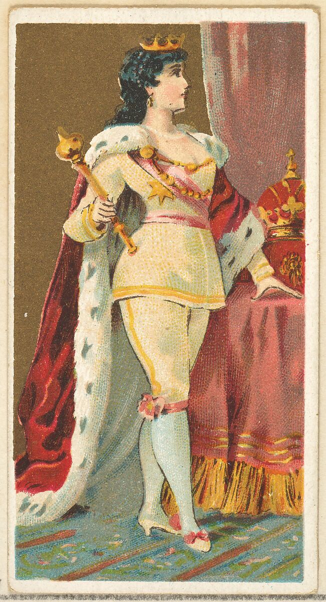 King of the Amazons, from the Occupations for Women series (N166) for Old Judge and Dogs Head Cigarettes, Issued by Goodwin &amp; Company, Commercial color lithograph 