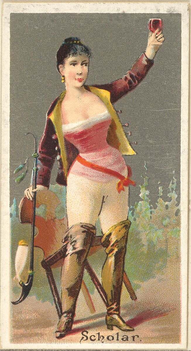 Scholar, from the Occupations for Women series (N166) for Old Judge and Dogs Head Cigarettes, Issued by Goodwin &amp; Company, Commercial color lithograph 