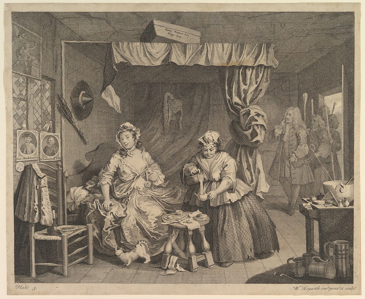 A Harlot's Progress, Plate 3, William Hogarth (British, London 1697–1764 London), Etching and engraving; first state of three 