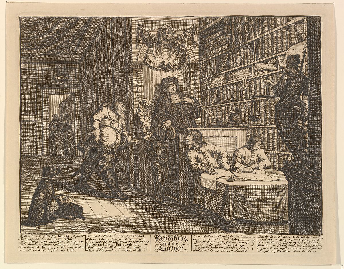 Hudibras and the Lawyer (Twelve Large Illustrations for Samuel Butler's Hudibras, Plate 12), William Hogarth (British, London 1697–1764 London), Etching and engraving; third state of three (Paulson 1970), or four of four (Paulson 1989) 