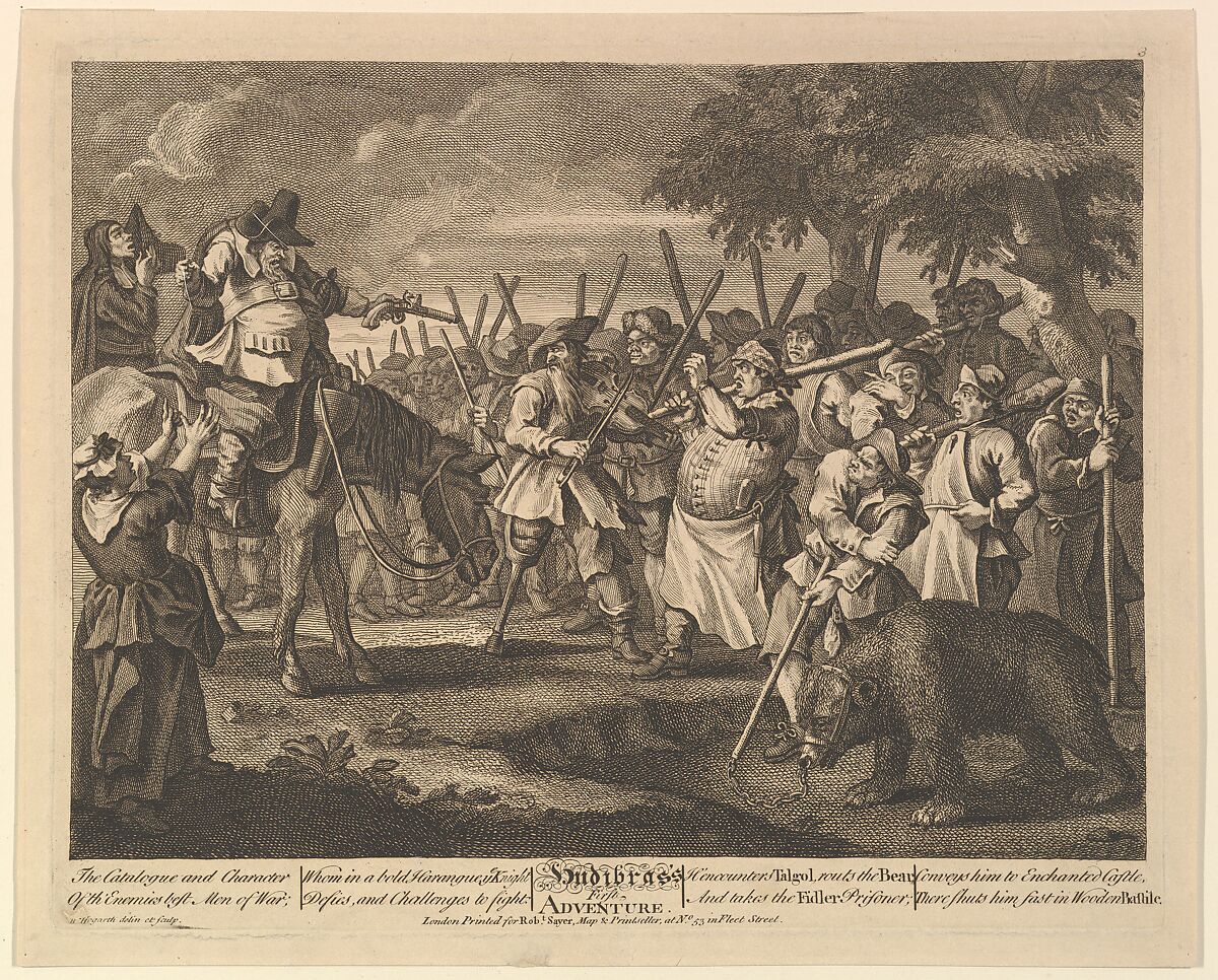 Hudibras's First Adventure (Twelve Large Illustrations for Samuel Butler's Hudibras, Plate 3), William Hogarth (British, London 1697–1764 London), Etching and engraving; fifth state of five 
