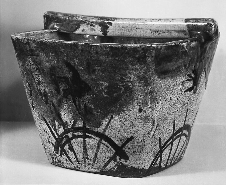 Water Jar in the Shape of a Well Bucket, Seto ware, Oribe Revival type; glazed stoneware, Japan