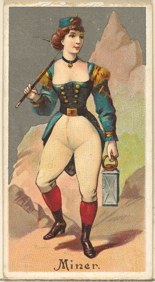 Miner, from the Occupations for Women series (N166) for Old Judge and Dogs Head Cigarettes, Issued by Goodwin &amp; Company, Commercial color lithograph 