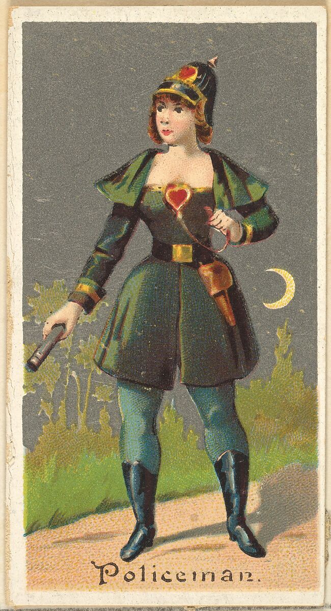 Policeman, from the Occupations for Women series (N166) for Old Judge and Dogs Head Cigarettes, Issued by Goodwin &amp; Company, Commercial color lithograph 