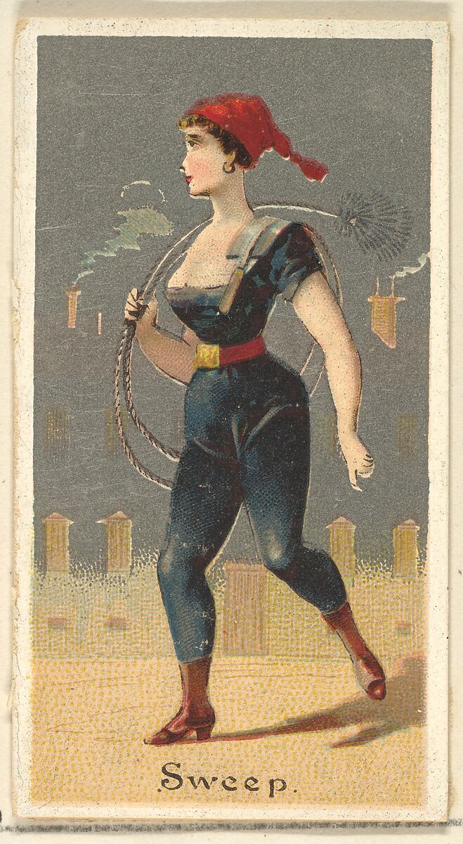 Sweep, from the Occupations for Women series (N166) for Old Judge and Dogs Head Cigarettes, Issued by Goodwin &amp; Company, Commercial color lithograph 