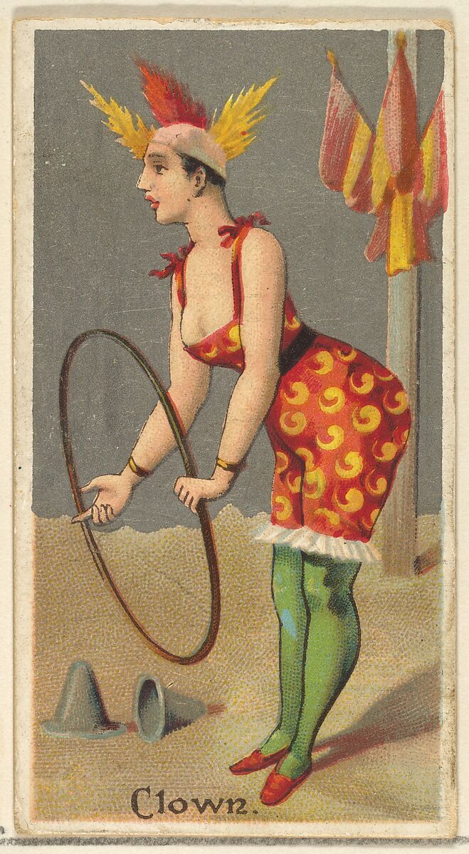 Clown, from the Occupations for Women series (N166) for Old Judge and Dogs Head Cigarettes, Issued by Goodwin &amp; Company, Commercial color lithograph 