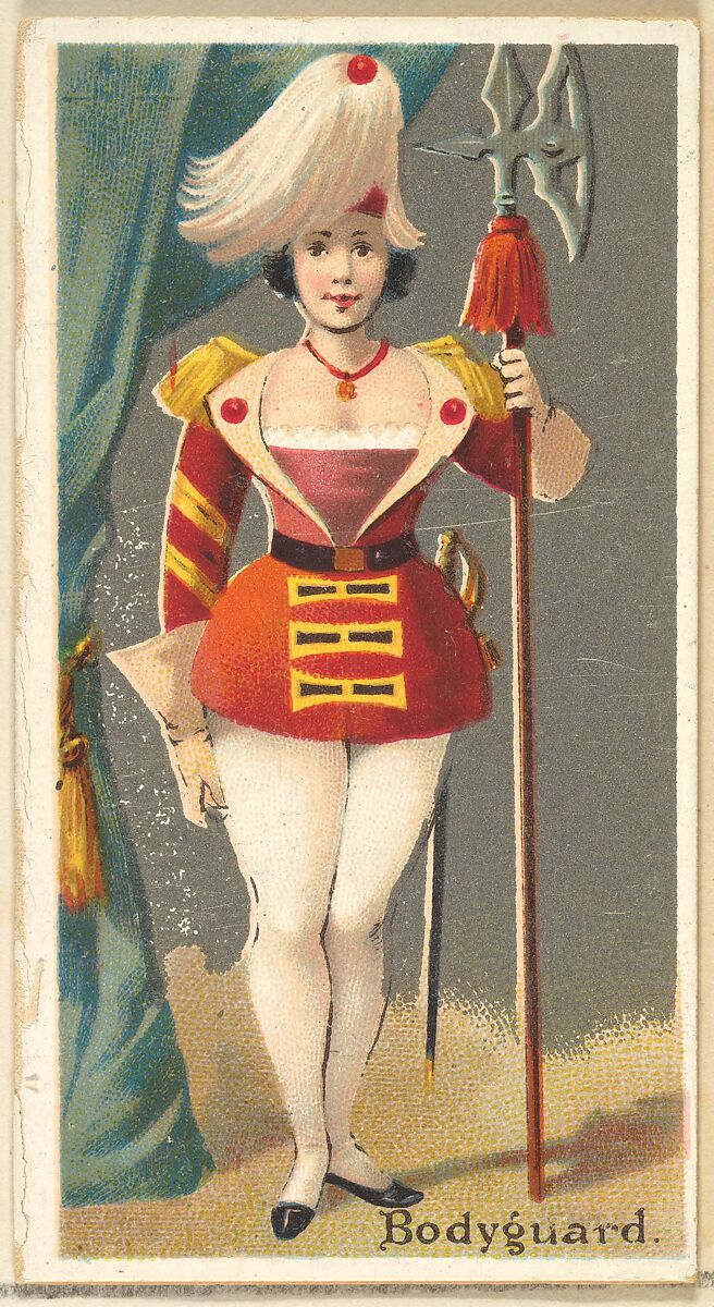 Bodyguard, from the Occupations for Women series (N166) for Old Judge and Dogs Head Cigarettes, Issued by Goodwin &amp; Company, Commercial color lithograph 