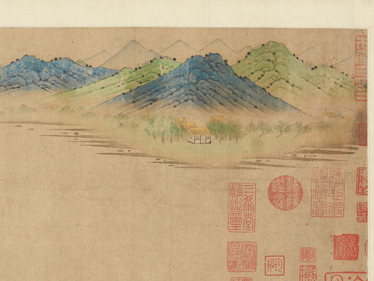 Wang Xizhi watching geese, Qian Xuan (Chinese, 1239–1301), Handscroll; ink, color, and gold on paper, China