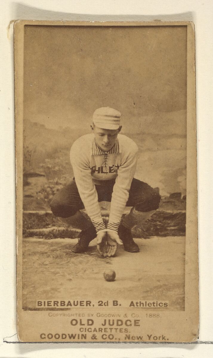 Bierbauer, 2nd Base, Philadelphia Athletics, from the Old Judge series (N172) for Old Judge Cigarettes, Issued by Goodwin &amp; Company, Albumen photograph 