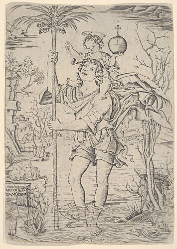 Saint Christopher with the Christ Child on his shoulder