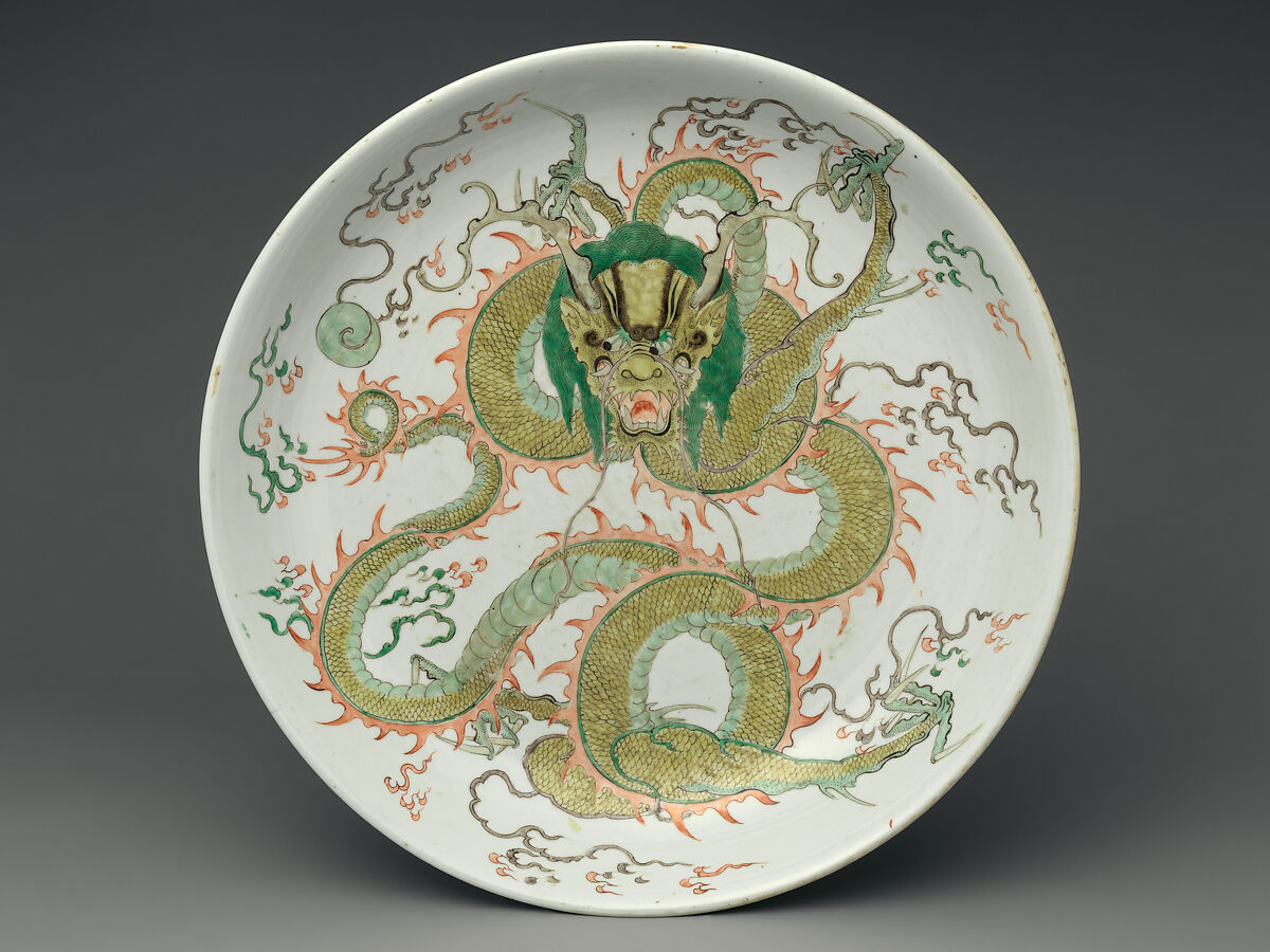 Dish, Porcelain painted in overglaze polychrome enamels, China 