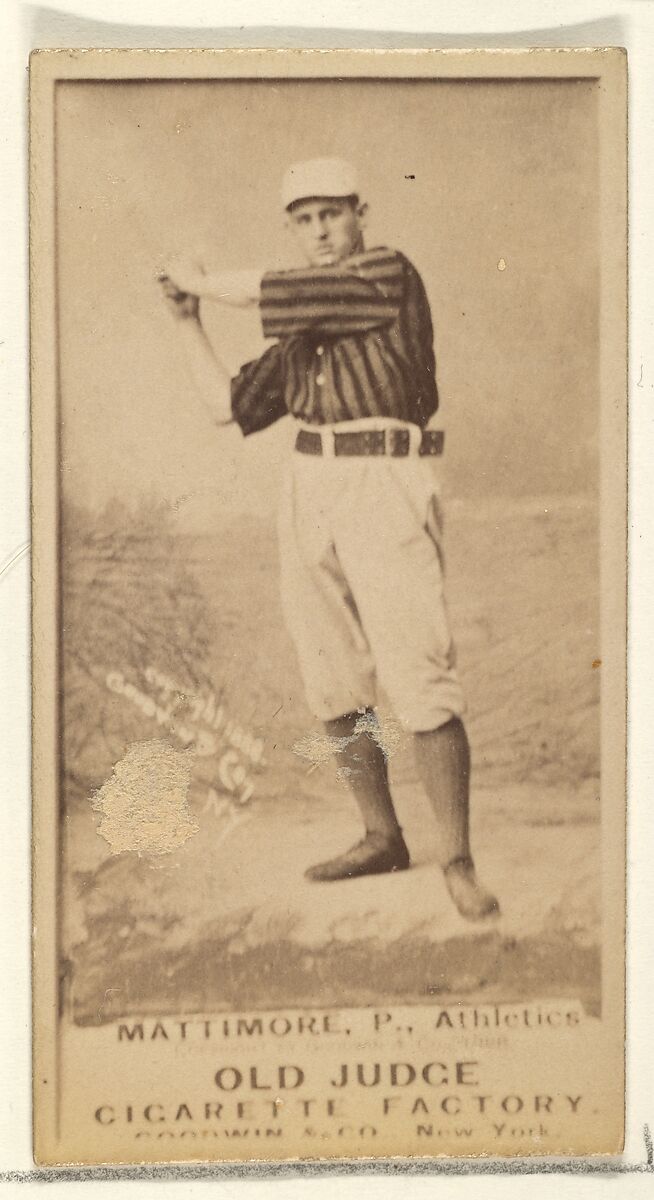 Mattimore, Pitcher, Philadelphia Athletics, from the Old Judge series (N172) for Old Judge Cigarettes, Issued by Goodwin &amp; Company, Albumen photograph 