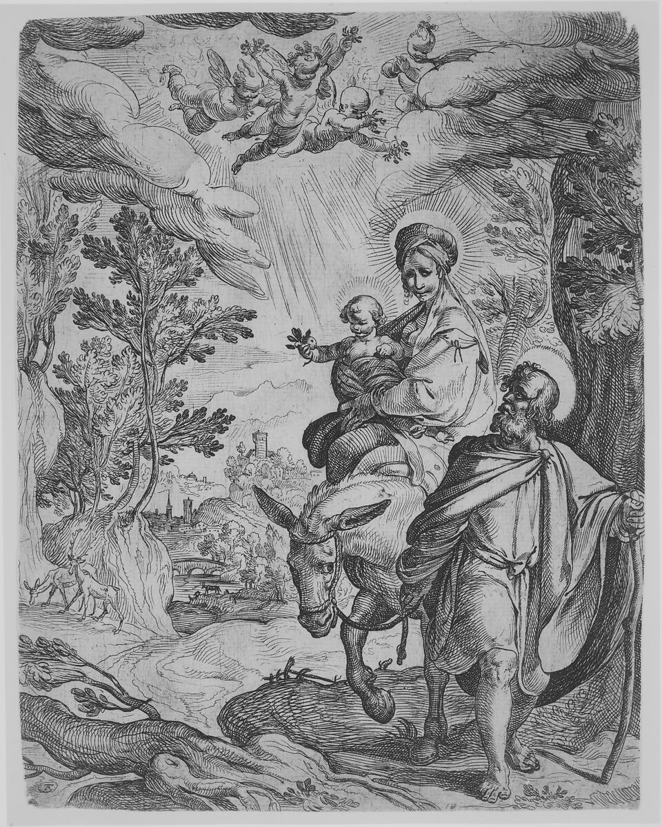 The Flight into Egypt, Antonio Tempesta (Italian, Florence 1555–1630 Rome), Etching 