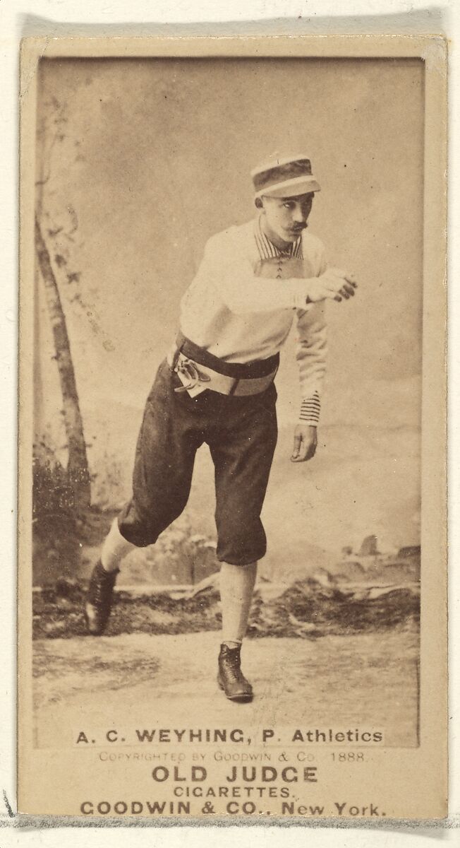 A.C. Weyhing, Pitcher, Philadelphia Athletics, from the Old Judge series (N172) for Old Judge Cigarettes, Issued by Goodwin &amp; Company, Albumen photograph 