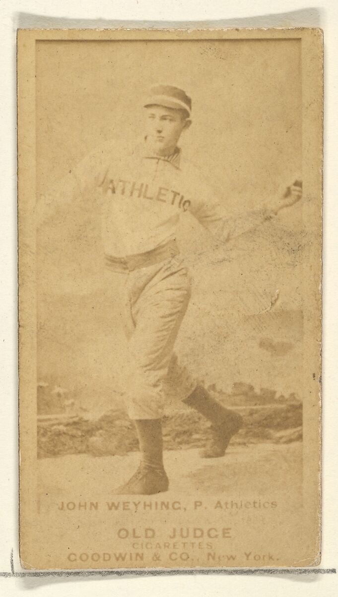 John Weyhing, Pitcher, Philadelphia Athletics, from the Old Judge series (N172) for Old Judge Cigarettes, Issued by Goodwin &amp; Company, Albumen photograph 