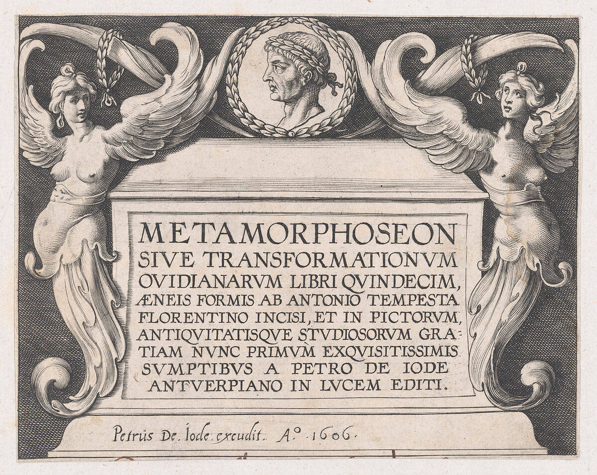 Titlepage to Ovid's 'Metamorphoses', Antonio Tempesta (Italian, Florence 1555–1630 Rome), Etching 