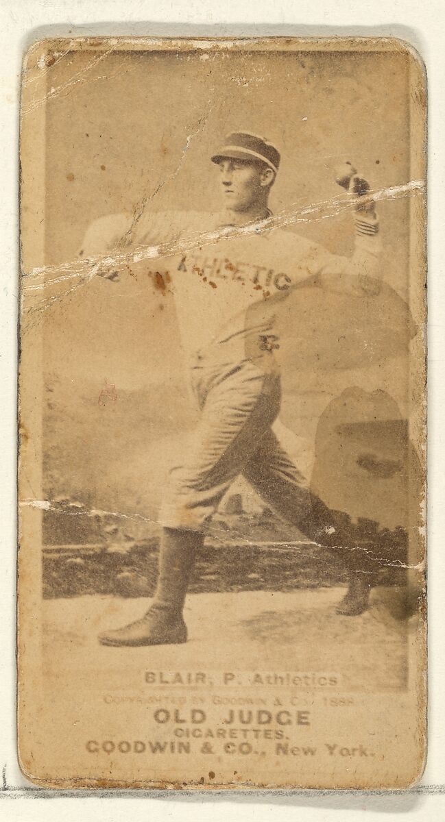 Blair, Pitcher, Philadelphia Athletics, from the Old Judge series (N172) for Old Judge Cigarettes, Issued by Goodwin &amp; Company, Albumen photograph 