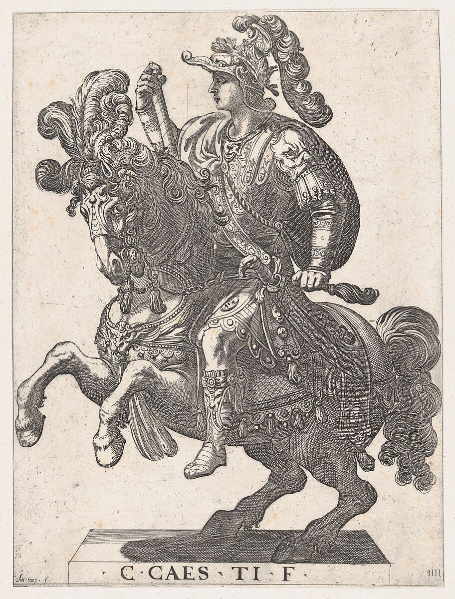 Plate 4: Emperor Gaius on Horseback, from 'The First Twelve Roman Caesars', Antonio Tempesta (Italian, Florence 1555–1630 Rome), Etching 