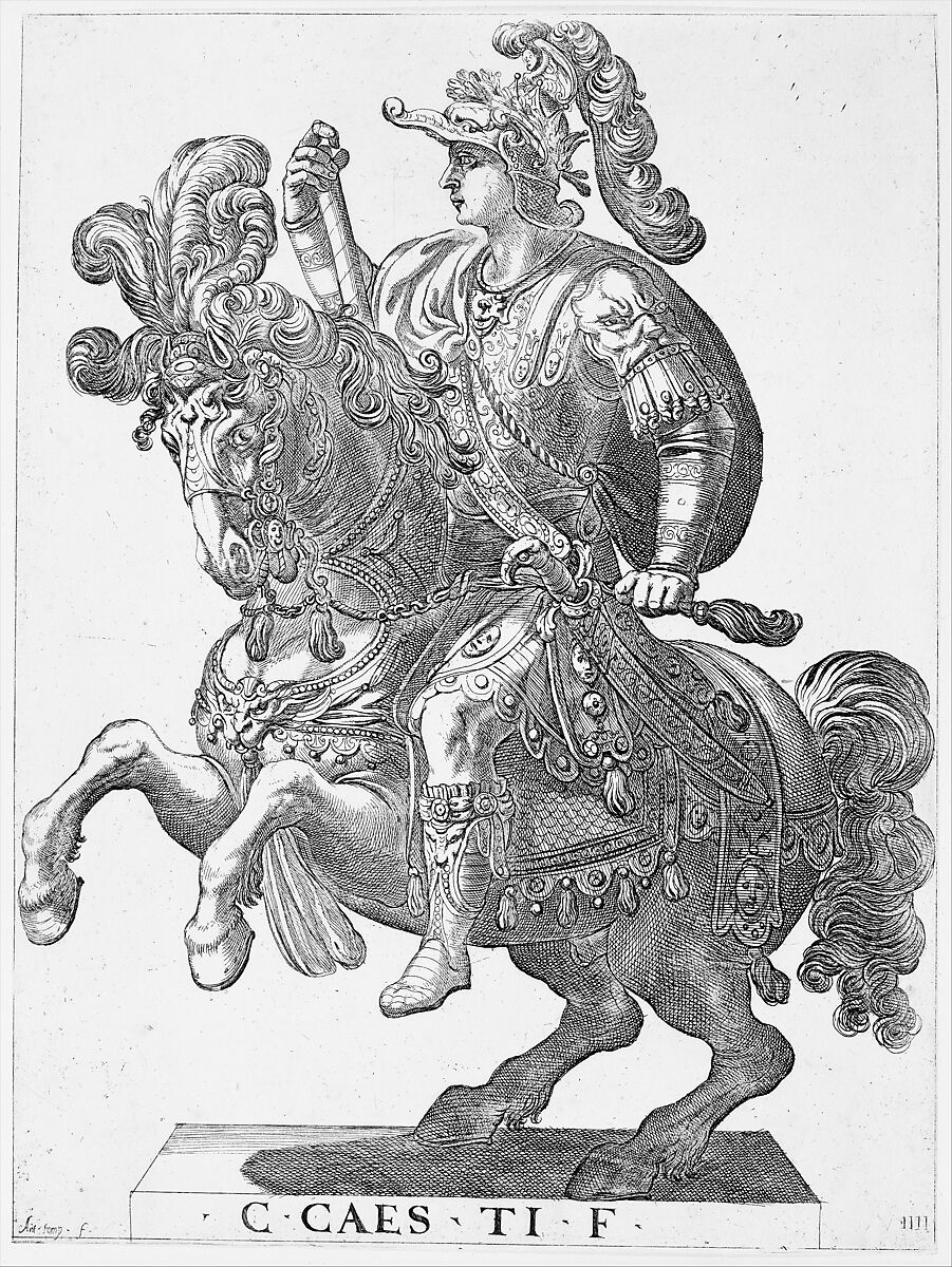 Plate 4: Emperor Gaius on Horseback, from "The First Twelve Roman Caesars", Antonio Tempesta (Italian, Florence 1555–1630 Rome), Etching
