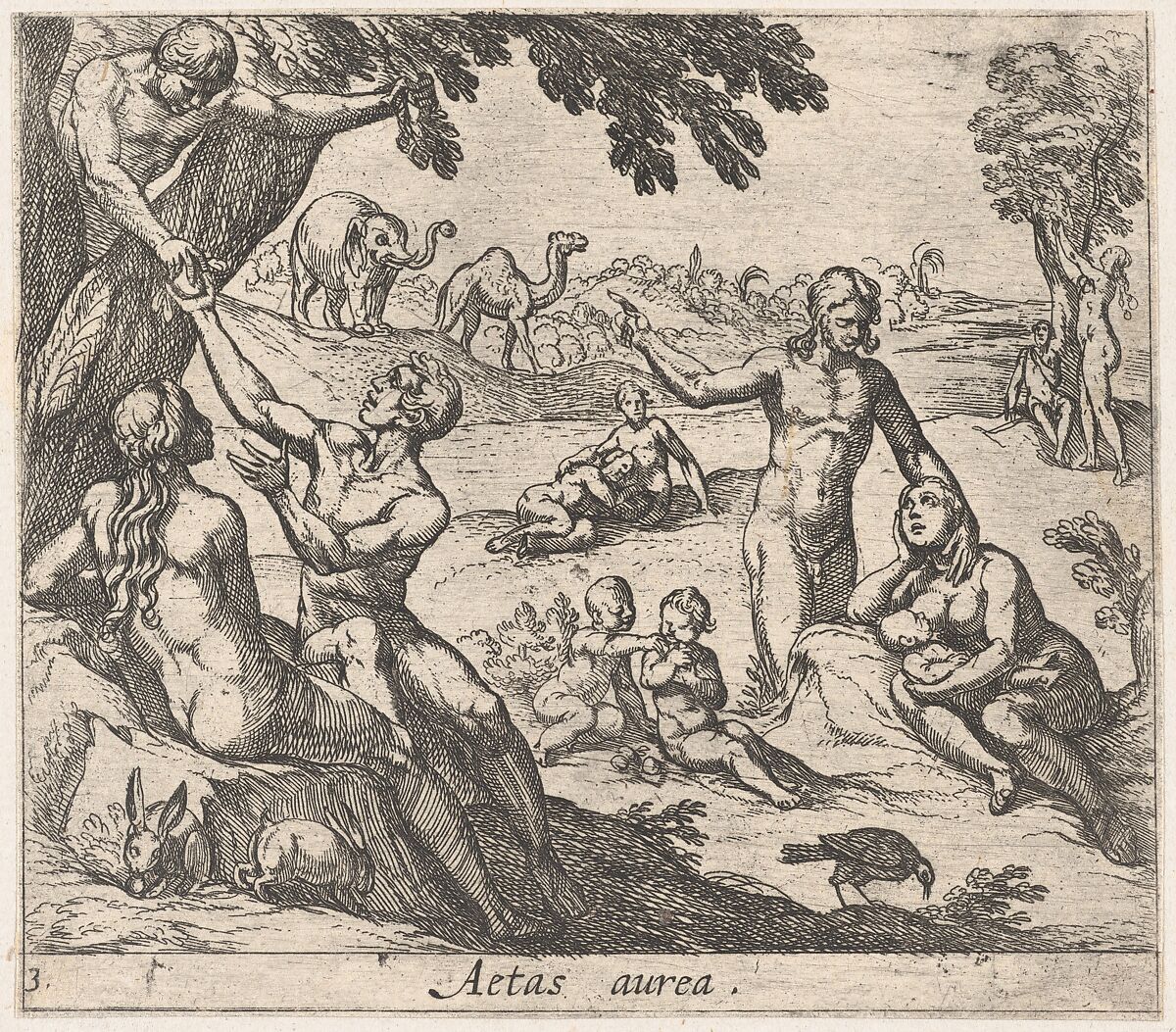 Plate 3: The Age of Gold (Aetas aurea), from Ovid's 'Metamorphoses', Antonio Tempesta (Italian, Florence 1555–1630 Rome), Etching 