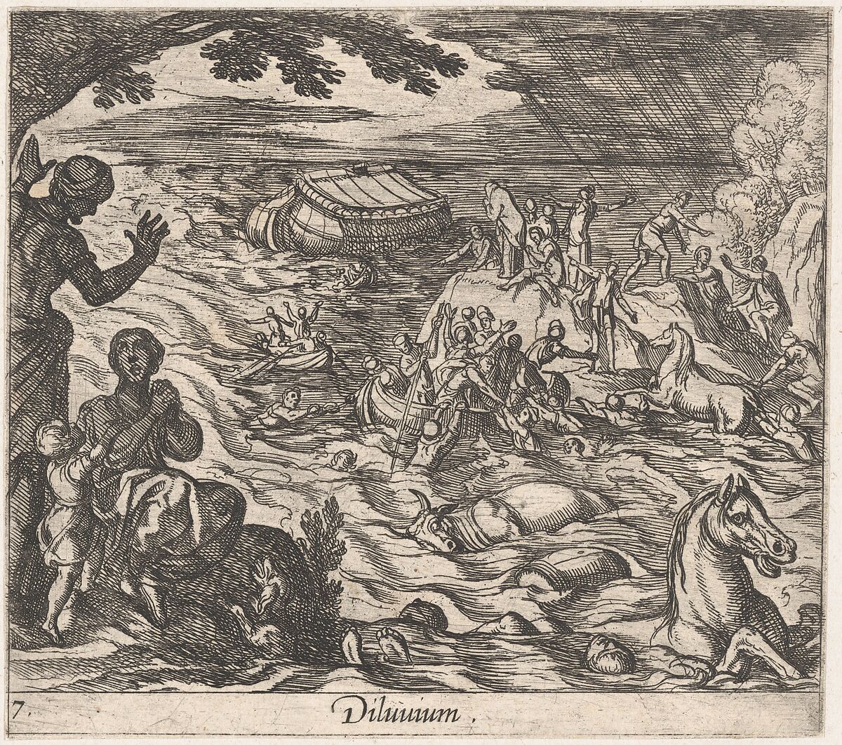 Plate 7: The Flood (Diluvium.), from Ovid's 'Metamorphoses', Antonio Tempesta (Italian, Florence 1555–1630 Rome), Etching 