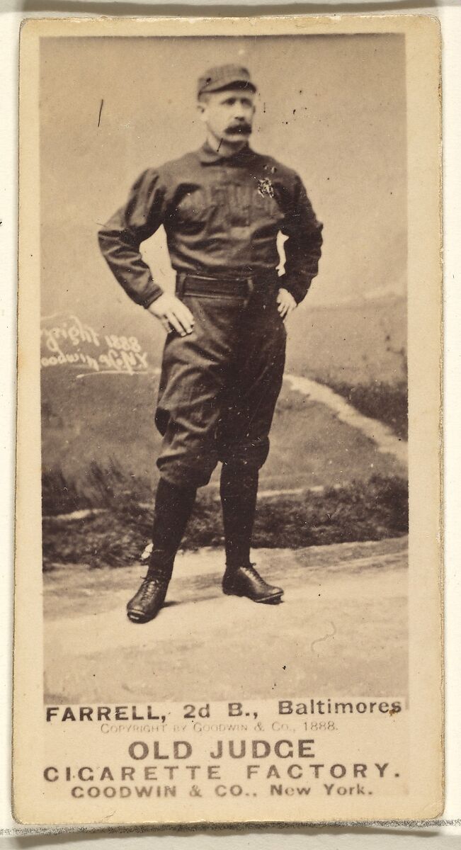 Farrell, 2nd Base, Baltimore Orioles, from the Old Judge series (N172) for Old Judge Cigarettes, Issued by Goodwin &amp; Company, Albumen photograph 