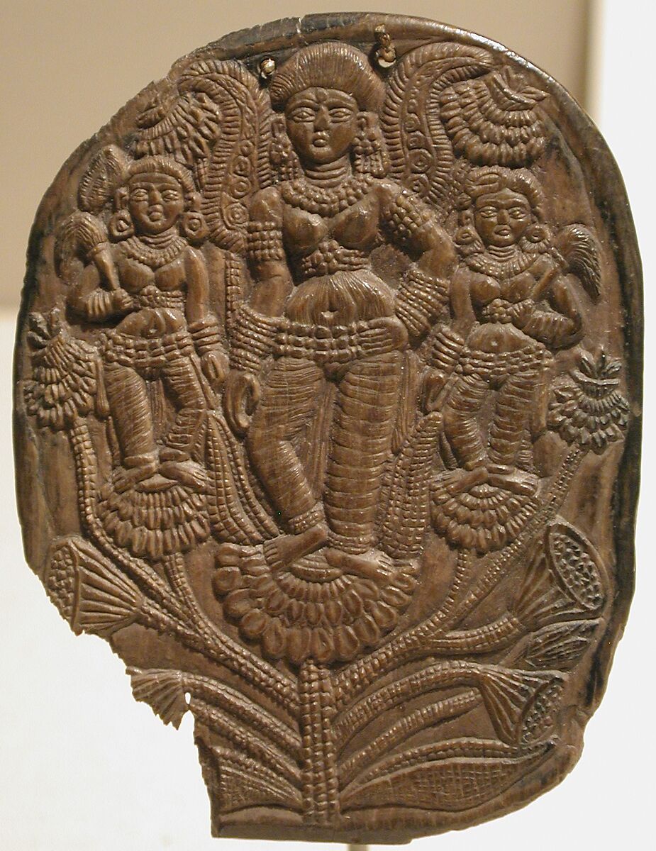 Plaque with a Winged Goddess and Two Attendants, Ivory, India (West Bengal) 