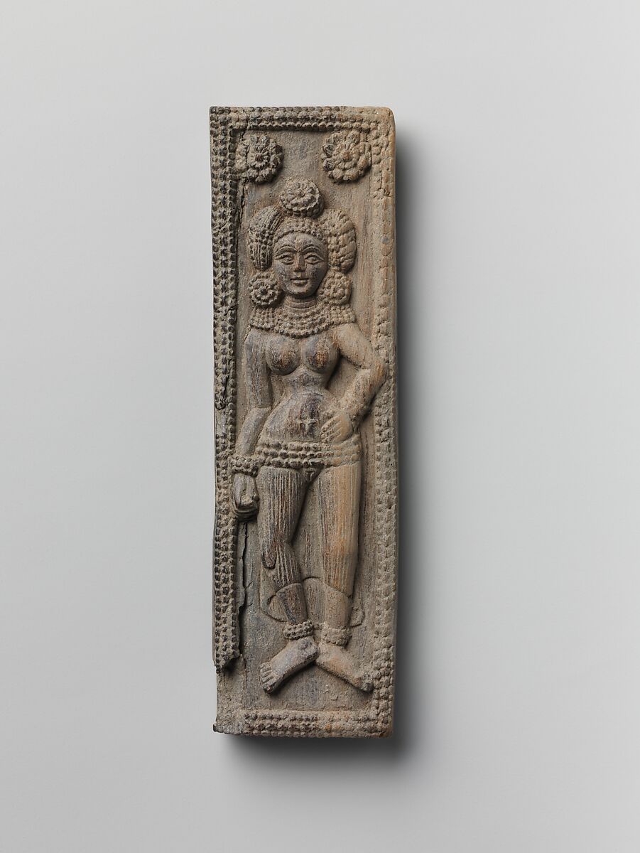 Plaque with Standing Yakshi, Wood, India (West Bengal) 